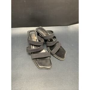 DONALD J PLINER Italy "VEST" Black Leather Slip On Elastic Strap Sandals Size 8